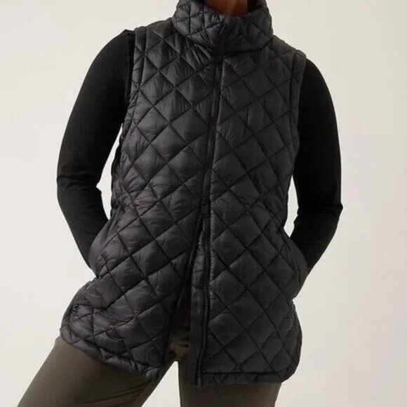 Athleta Jackets & Blazers - Athleta Whisper Featherless Puffer Vest Size 3X Black Lightweight Travel Outdoor